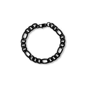 Black Rhodium Plated Stainless Steel Figaro Bracelet